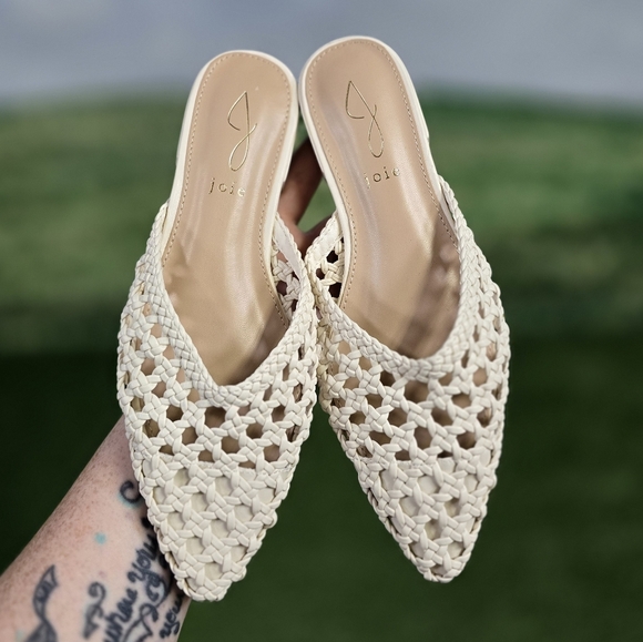 JOIE | BEHOLD ROUND BRAIDED VEGAN LEATHER POINTED TOE SLIP-IN MULE FLATS - Picture 4 of 14